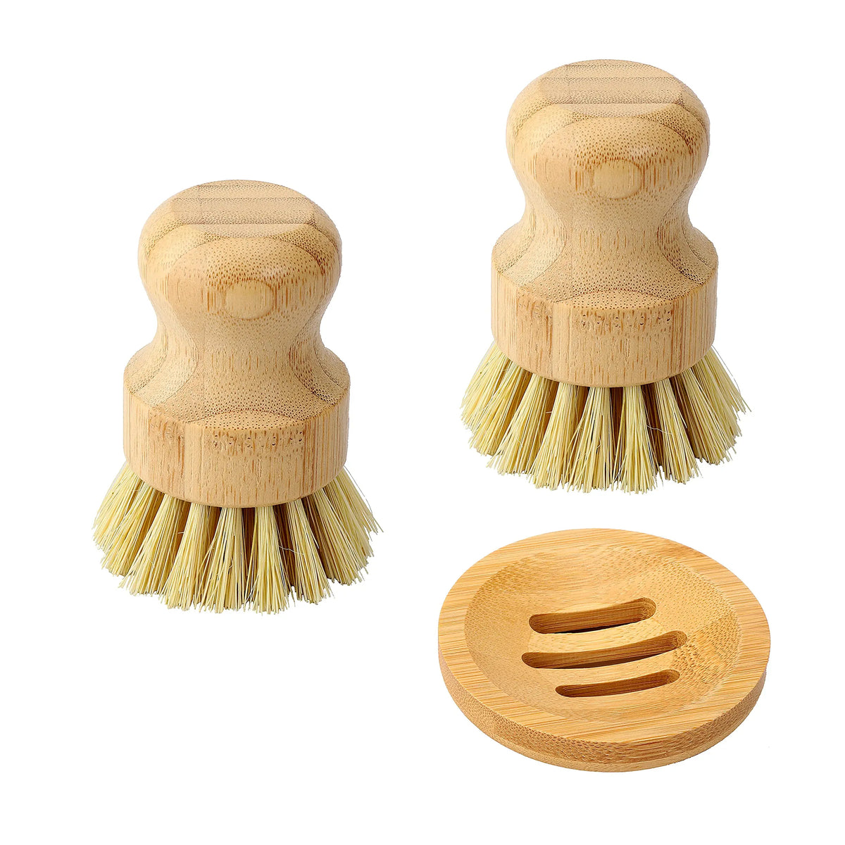 2-Piece Natural Sisal Dish Washing Brushes with Bamboo-Wood Handle, Smooth Soap-Ready Cleaning Supplies for Pots, Pans, Vegetables, Household & Kitchen House Cleaning Tools,sohochic