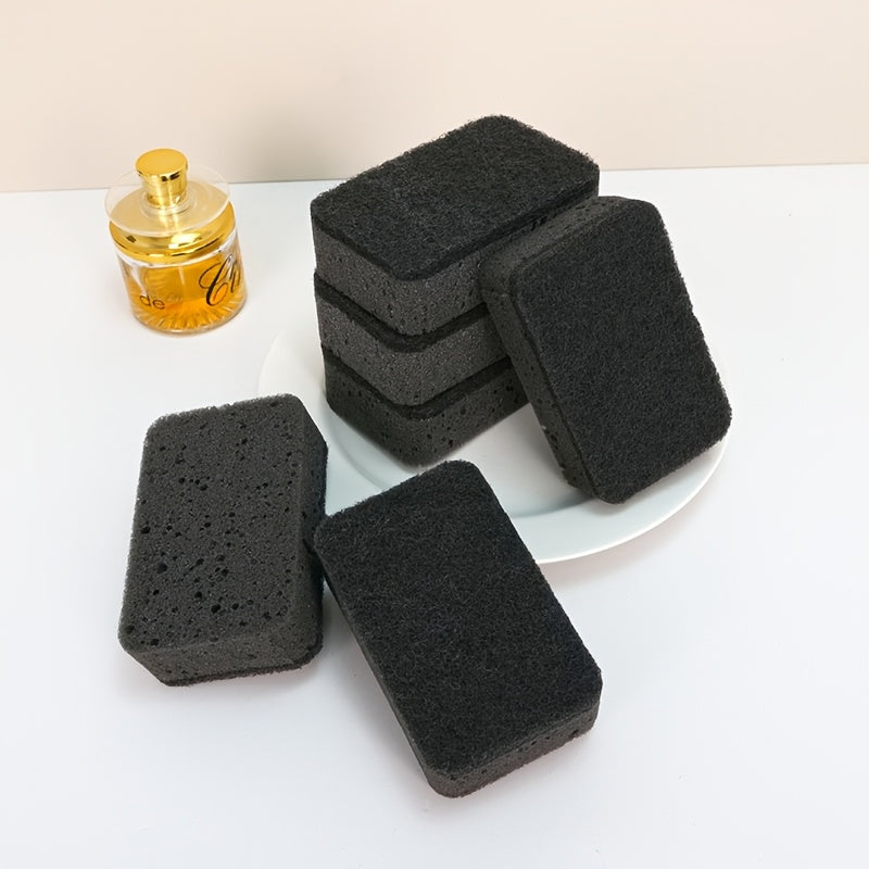 Black-Gray Rounded Corner Sponge Scrubber, Thickened High-Density, Non-Scratch for Pots and Dishes, Powerful Oil Stain Removal, Easy to Clean Without Leaving Residue, Multi-Functional and Durable Kitchen Cleaning Sponge for Washing Dishes and Pots