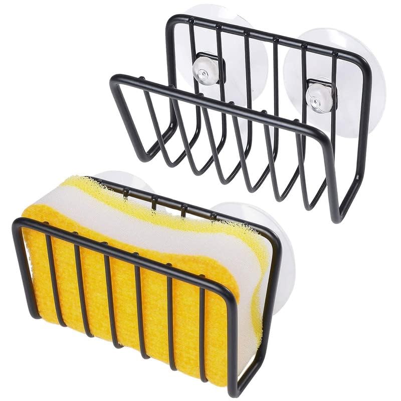 Toplife Sponge Holder for Kitchen Sink, Stainless Steel Suction Cup Sponge Caddy - Silver