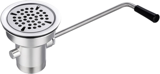 3-1/2" Commercial Sink Drain NO-Overflow, Twist Handle Waste Drain Valve