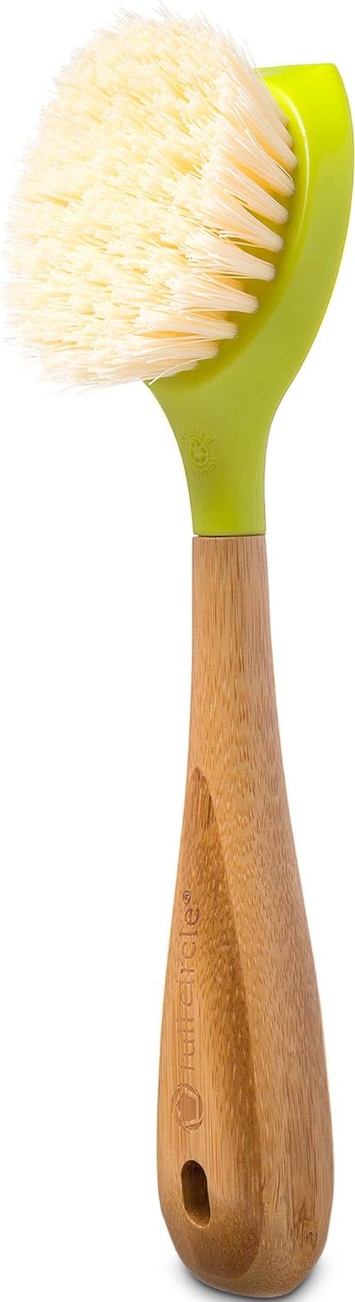 Full Circle Kitchen Dish Brush, Bamboo Handle & Strong Bristles, White 1pk
