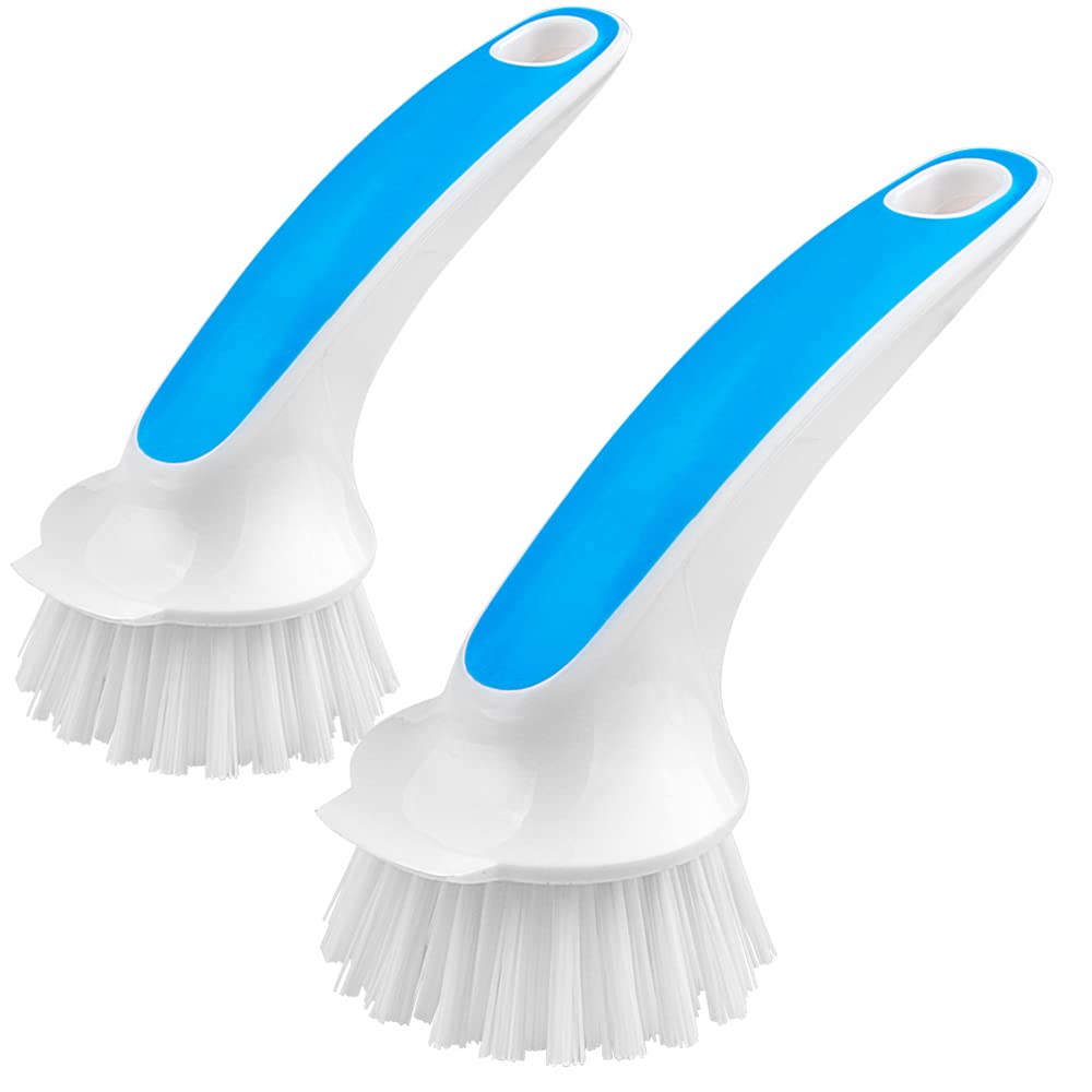 MR.SIGA Pot and Pan Cleaning Brush, Dish Brush for Kitchen, Gray, Pack of 2