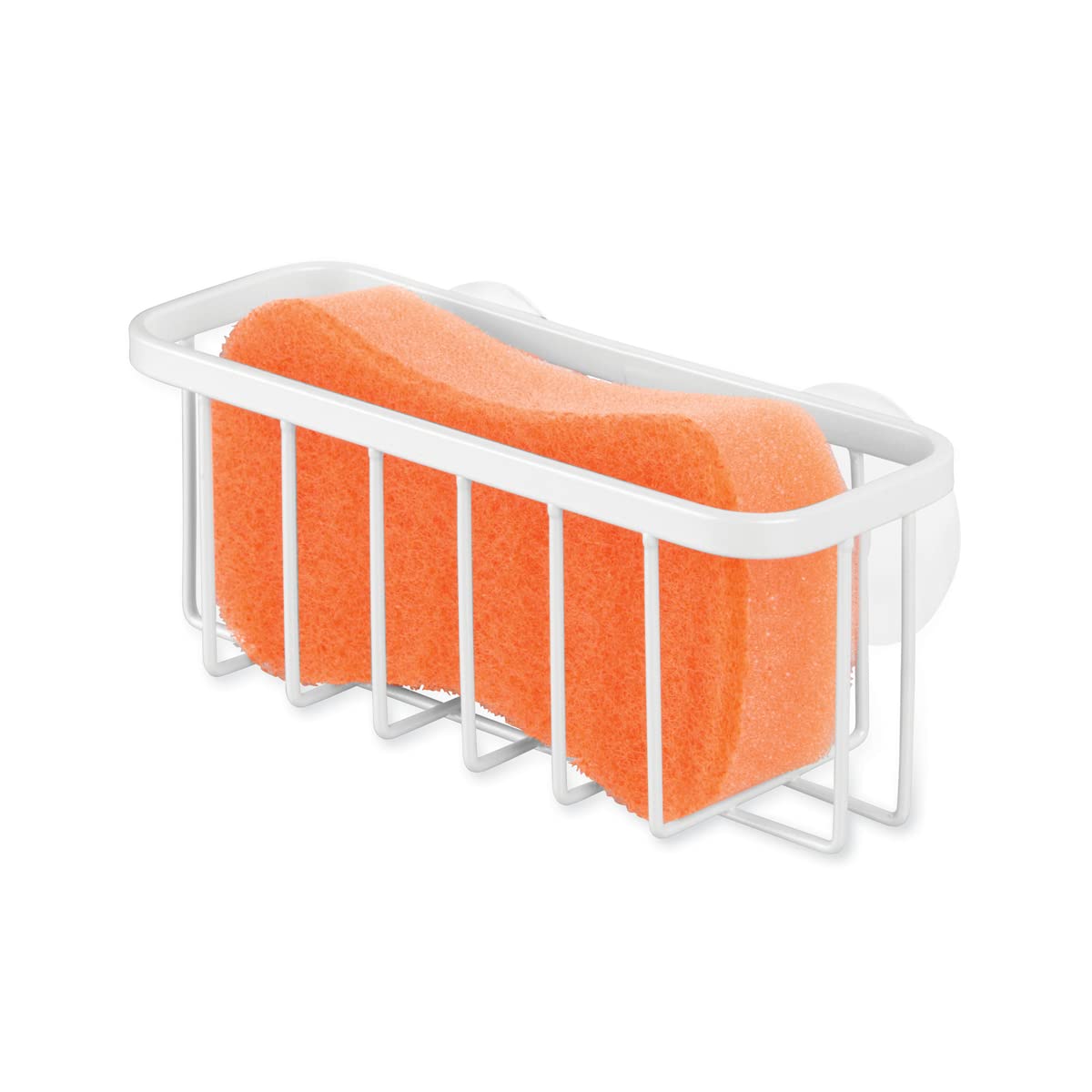 iDesign Gia Stainless Steel Dish Sponge Holder Basket with Suction Cups, Ideal for Kitchen Sinks and Bathroom Organization, 2.25"D x 2.5"W x 5.75"H, Set of 1, Polished