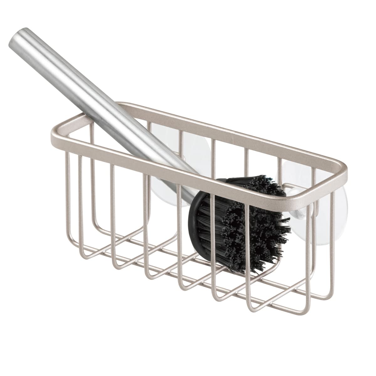 iDesign Gia Stainless Steel Dish Sponge Holder Basket with Suction Cups, Ideal for Kitchen Sinks and Bathroom Organization, 2.25"D x 2.5"W x 5.75"H, Set of 1, Polished