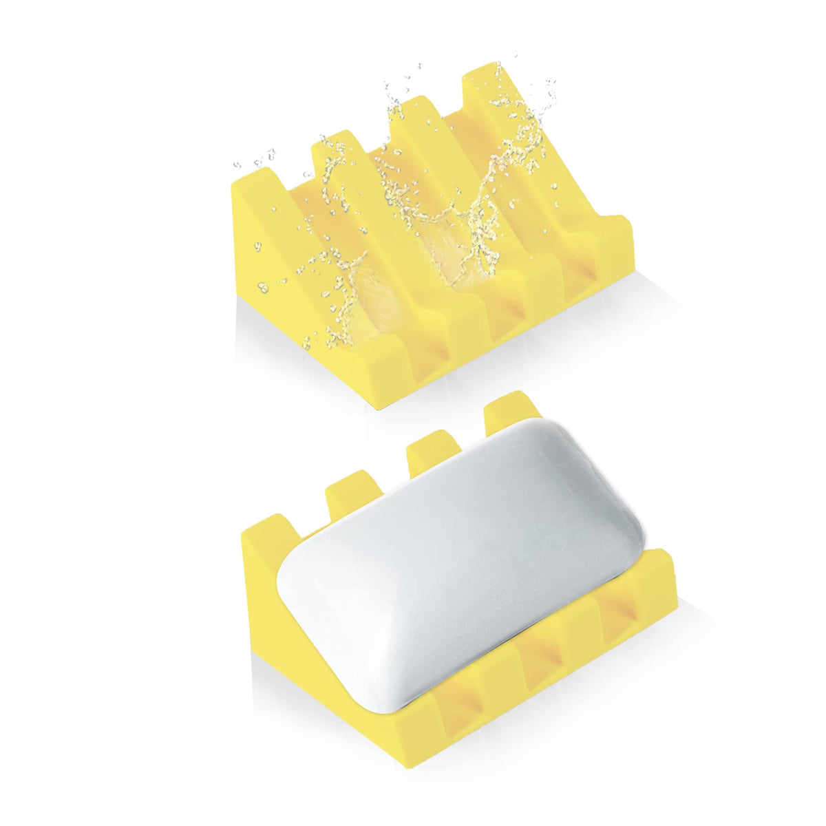 Self Draining Silicone Soap Dish Holder Waterfall Tray, 2 Pack Black