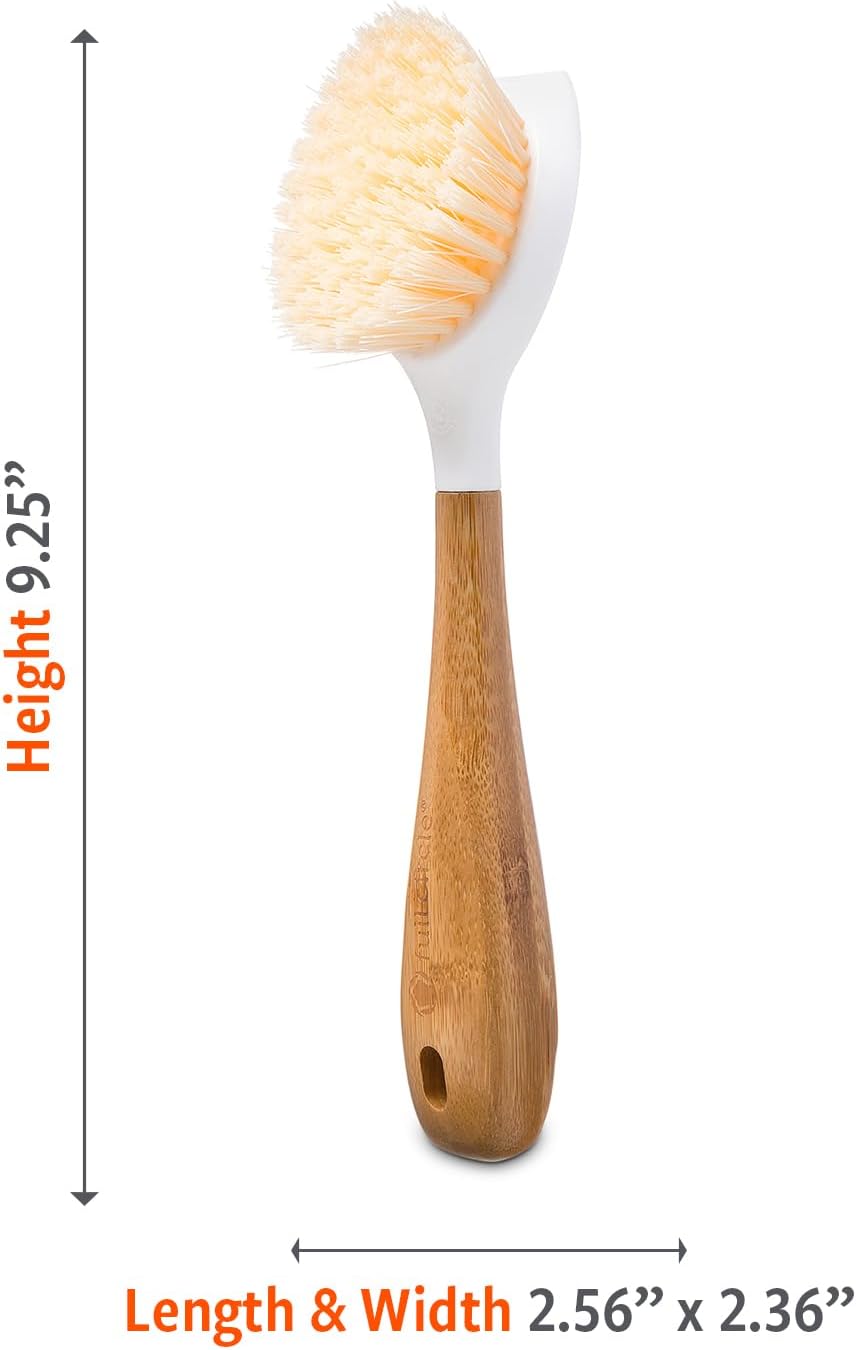 Full Circle Kitchen Dish Brush, Bamboo Handle & Strong Bristles, White 1pk