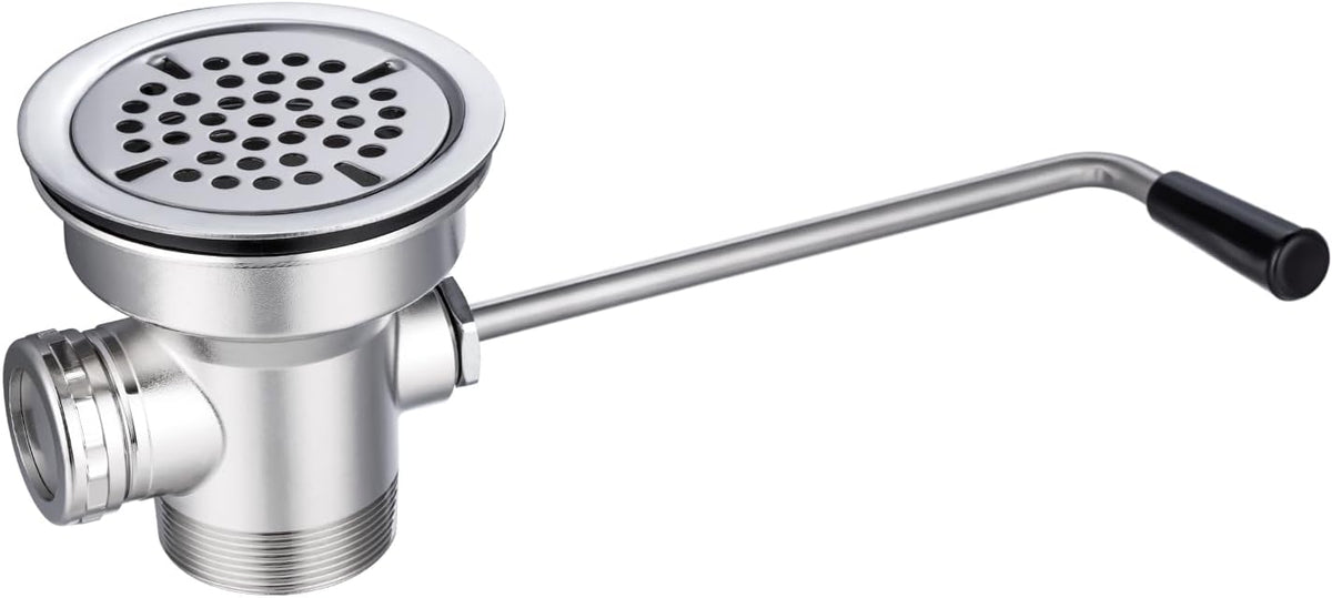 3-1/2" Commercial Sink Drain with Overflow, Twist Handle Waste Drain Valve