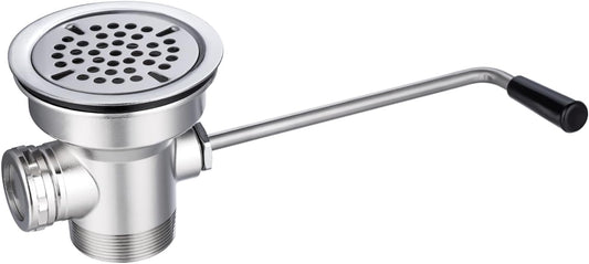 3-1/2" Commercial Sink Drain with Overflow, Twist Handle Waste Drain Valve