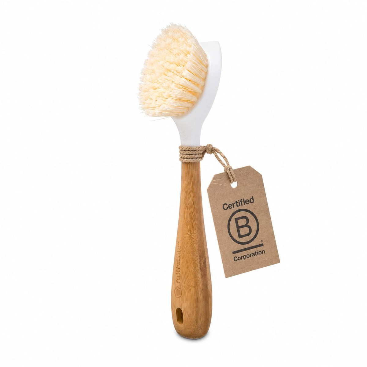 Full Circle Kitchen Dish Brush, Bamboo Handle & Strong Bristles, White 1pk