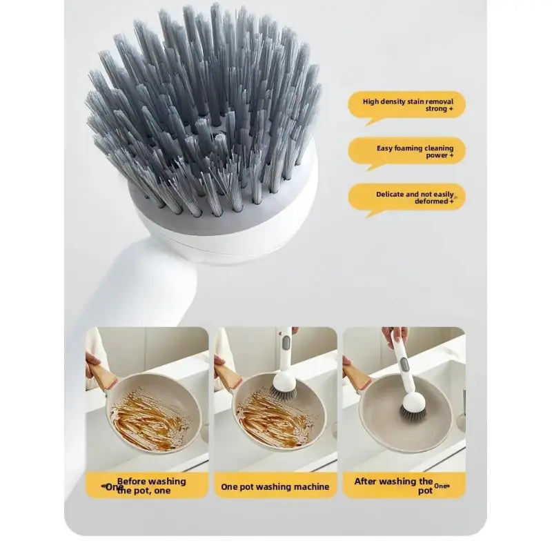 6-in-1 PVC Dish Brush with 360° Rotatable Design, Soap Dispenser and Holder, Multifunctional Kitchen Cleaning Tool for Pots, Pans, Sink