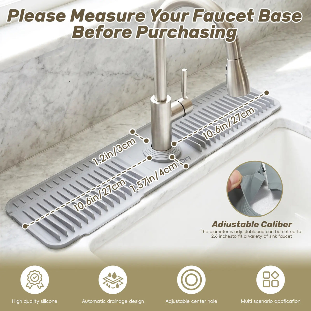 【Summer Deals】CityDry Kitchen Sink Faucet Mat - Lockable Silicone Folding Water Splash Guard, Portable Draining Splash Pad, Kitchen Accessories Sink Protector,sohochic