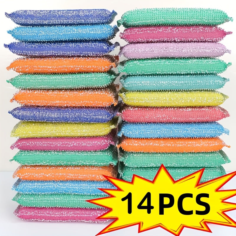 [14/22/40Pcs] Double Sided Reusable Kitchen Sponge, Dishwasher Sponge, Suitable for Washing Dishes and Cleaning Utensils, Household Bowl and Pot Brushes, Kitchen Supplies, Cleaning Products, Cleaning Tools, Color Random.