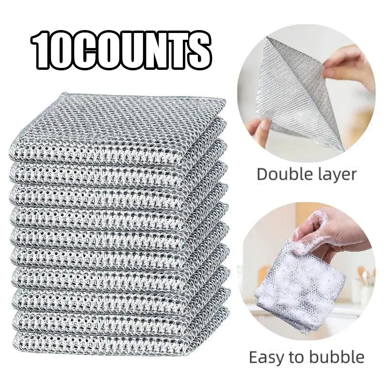 20-Pack Premium Non-Scratch Dish Scrubber Pads - Heavy Duty Stainless Steel Cleaning Tools for Pots, Pans, Sinks - Reusable, Machine-Washable, Double-Layer Kitchen Supplies, Scrubber Pad