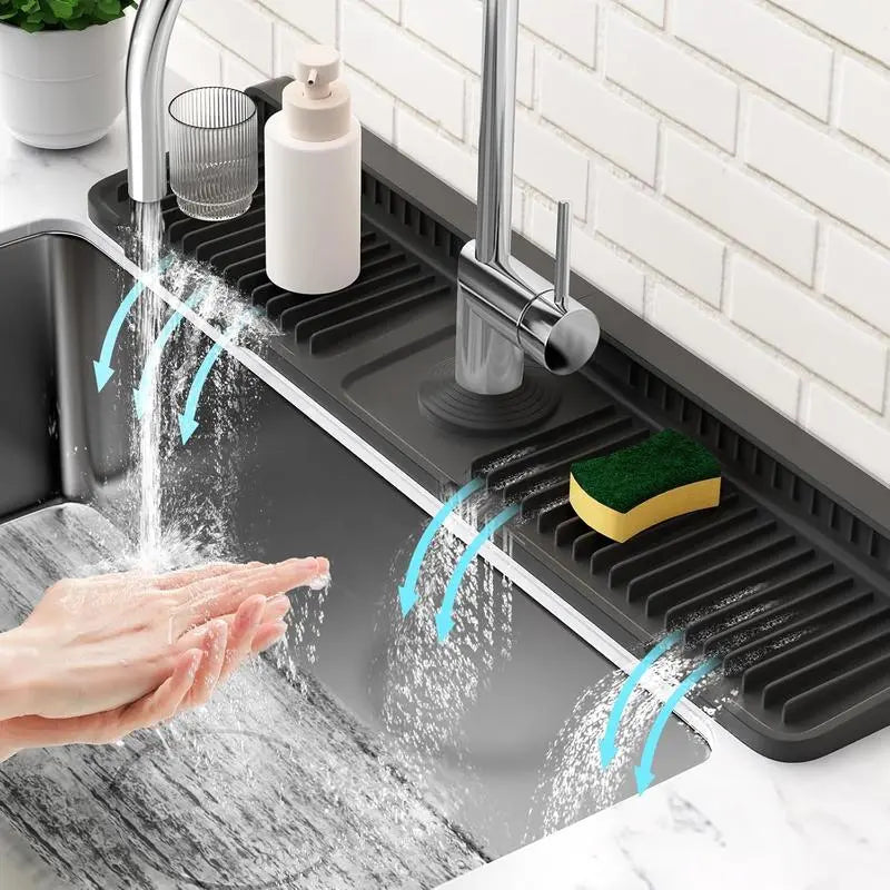 Kitchen Sink Faucet Mat, Silicone Folding Splash Guard, Draining Mat with Button Lock, Sink Faucet Protector, Sink Accessories for Kitchen,sohochic