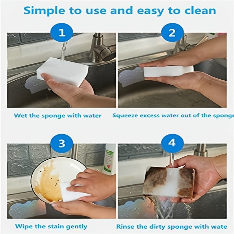 8/16/32pcs, Magic Sponge Eraser Foam Cleaning Pad, Multifunctional Household Cleaning Kitchen Dishwashing Sponge Suitable for Furniture, Bathroom, Bathtub, Sink, Floor, Wall Cleaner