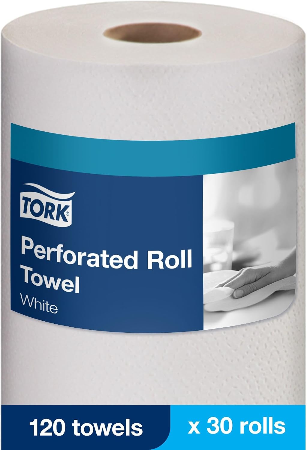 Tork Handi-Size Perforated Roll Towel White, Certified Compostable, 30 x 120 Towels, HB9201