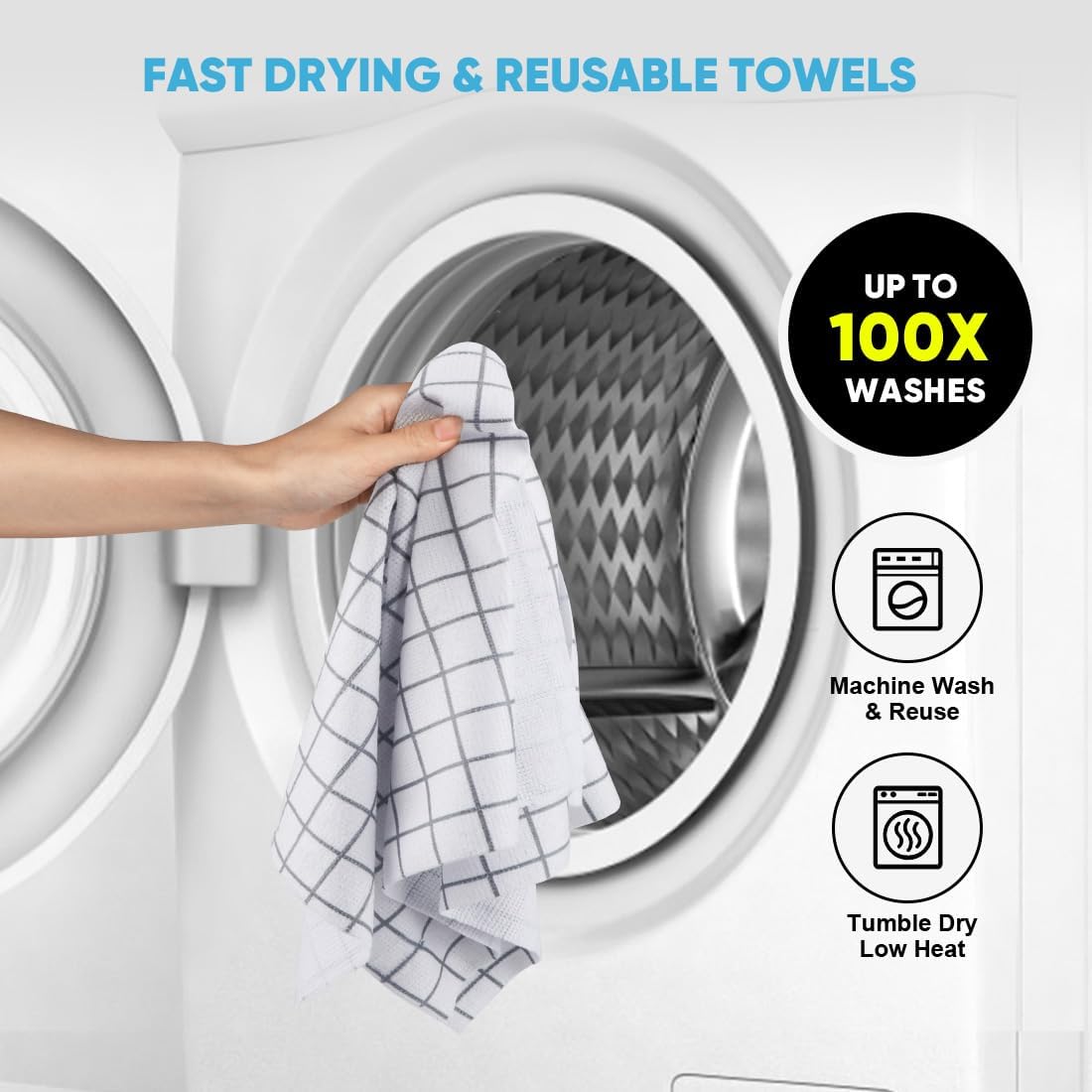 AIDEA Microfiber Cleaning Cloth Roll-50PK, Reusable Paper Towels 11.5×11.5"