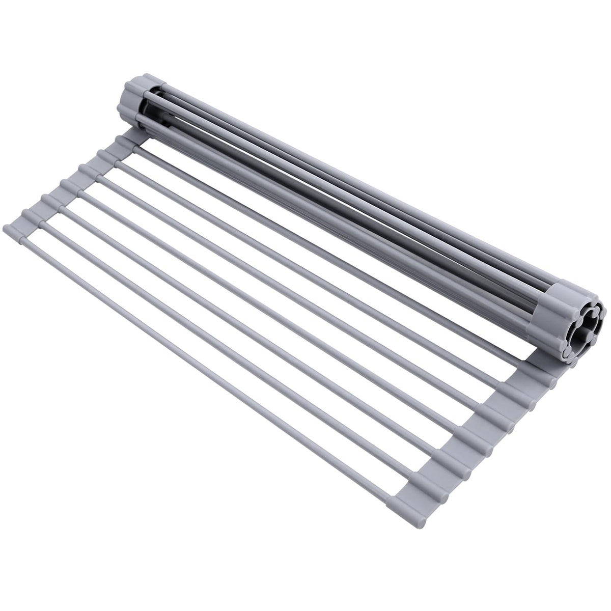 Ohuhu Over Sink Dish Drying Rack Silicone Wrapped 17.6" W x 15.4" L Large Over the Sink Roll Up Dish Drainer - Foldable Sink Drying Rack Rolling Drain Mats Anti-Slip Multipurpose for Kitchen Counter