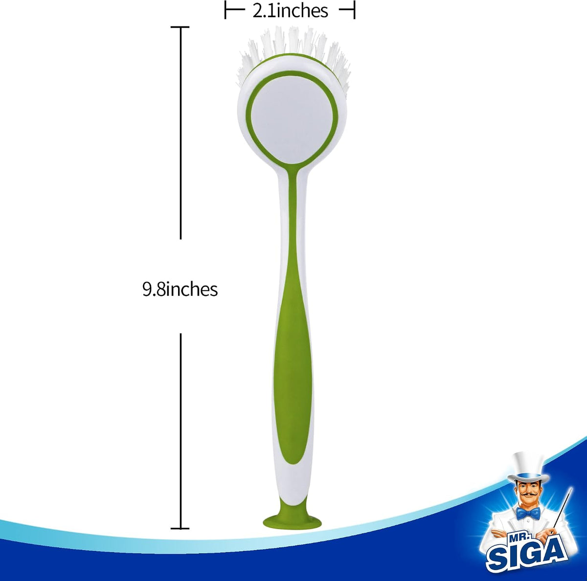 MR.SIGA Round Dish Brush with Suction Cup, Pack of 3