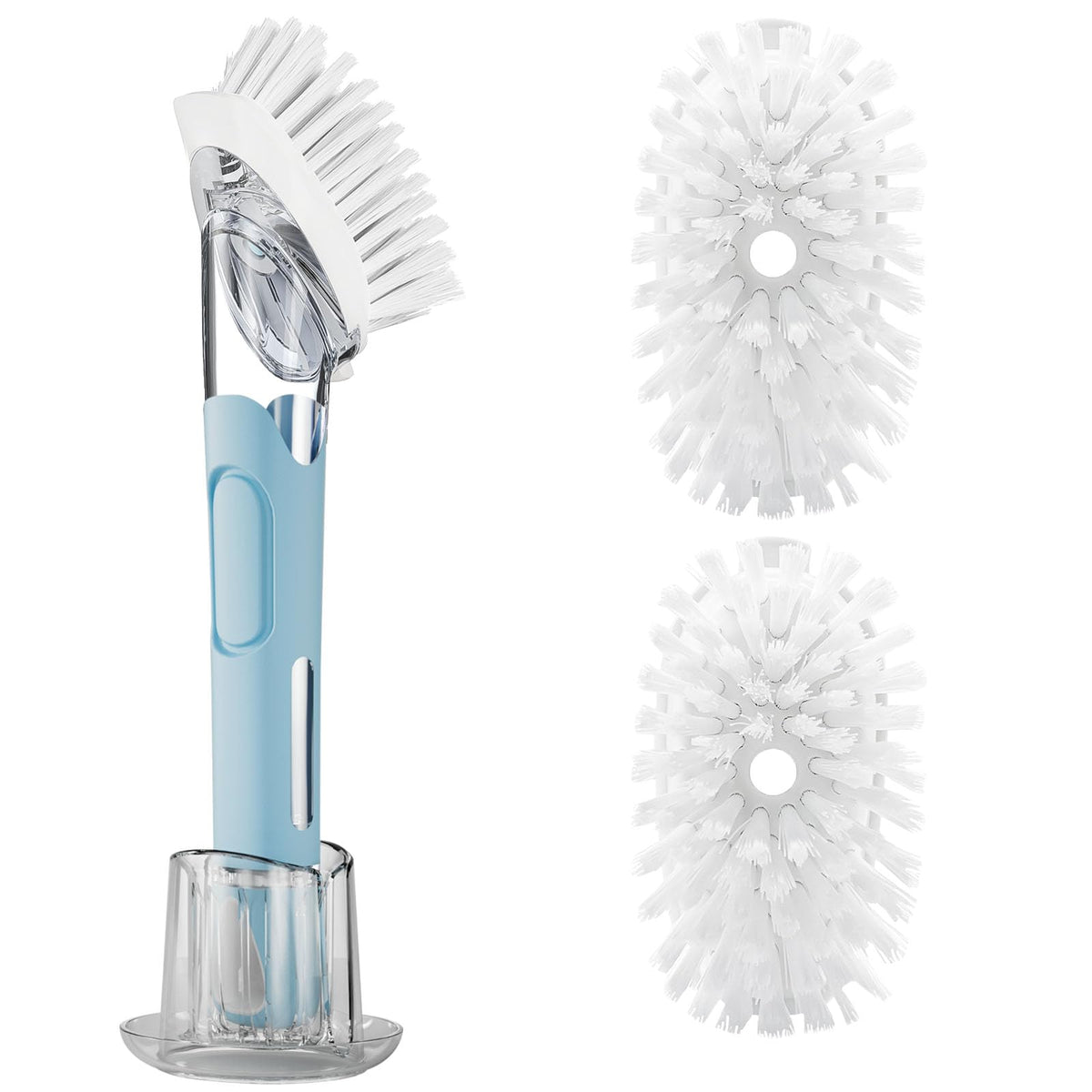 RIMAY Soap Dispensing Dish Brush Set with 2 Brush Refills and Holder