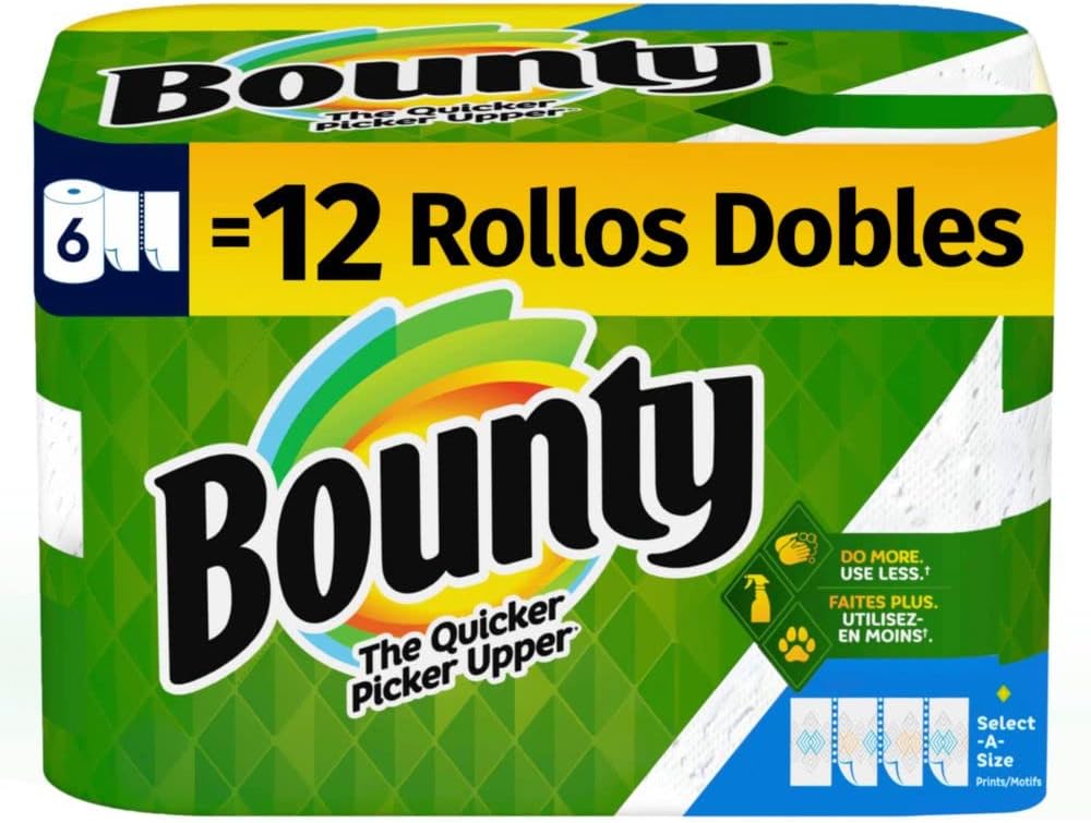 Bounty Essentials Select-A-Size Paper Towels, White, 6 Triple Rolls = 18 Regular Rolls