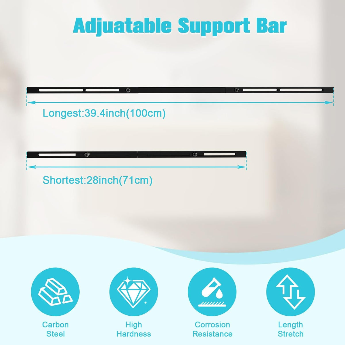 71-100cm Undermount Sink Brackets Kit, Adjustable Carbon Steel Supports