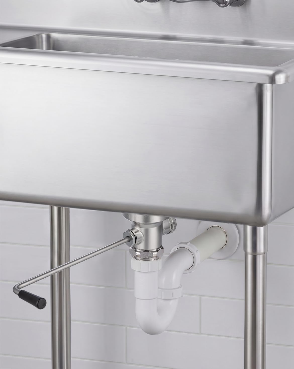 3-1/2" Commercial Sink Drain with Overflow, Twist Handle Waste Drain Valve