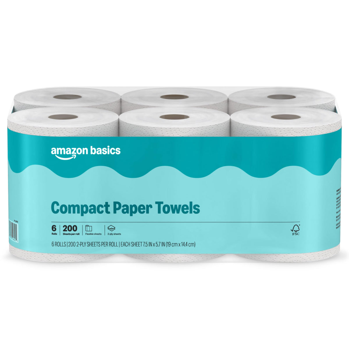 Amazon Basics Compact Paper Towel 200 sheets 12 ct