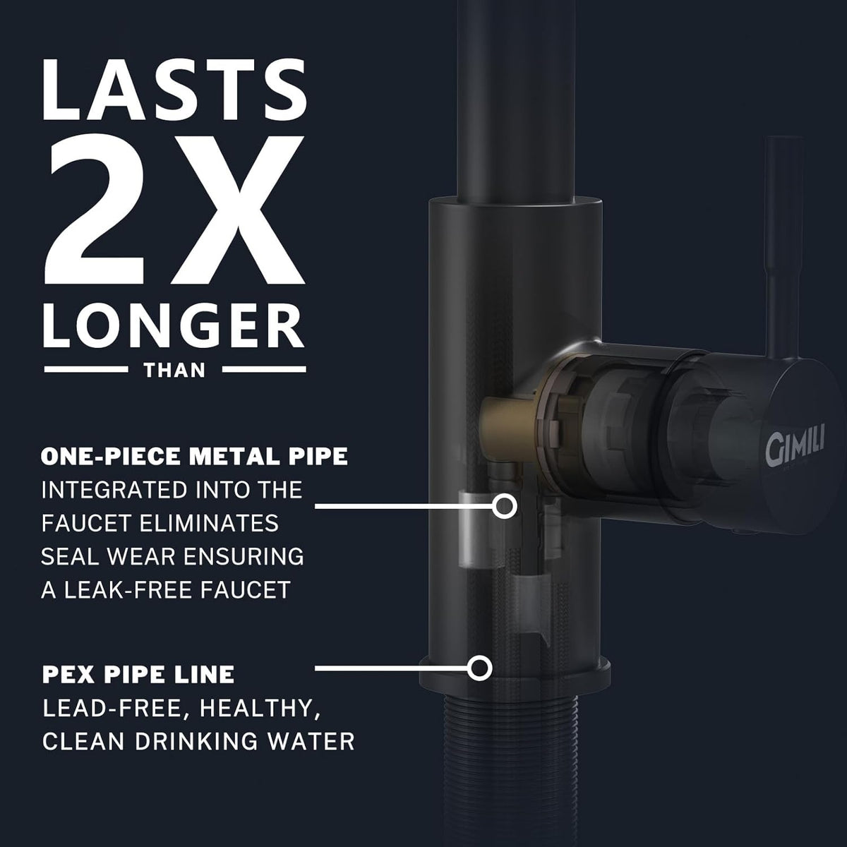 GIMILI Black Kitchen Faucet with Pull Down Sprayer