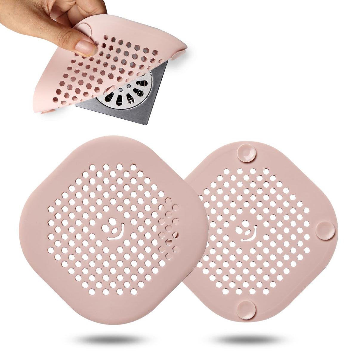 2 Pack Drain Hair Catcher Silicone Bathroom Accessories Shower Drain Protector Sink Drain Strainer Hair Stopper for Shower Kitchen Bathroom Tub Grey