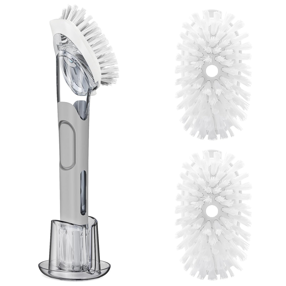 RIMAY Soap Dispensing Dish Brush Set with 2 Brush Refills and Holder