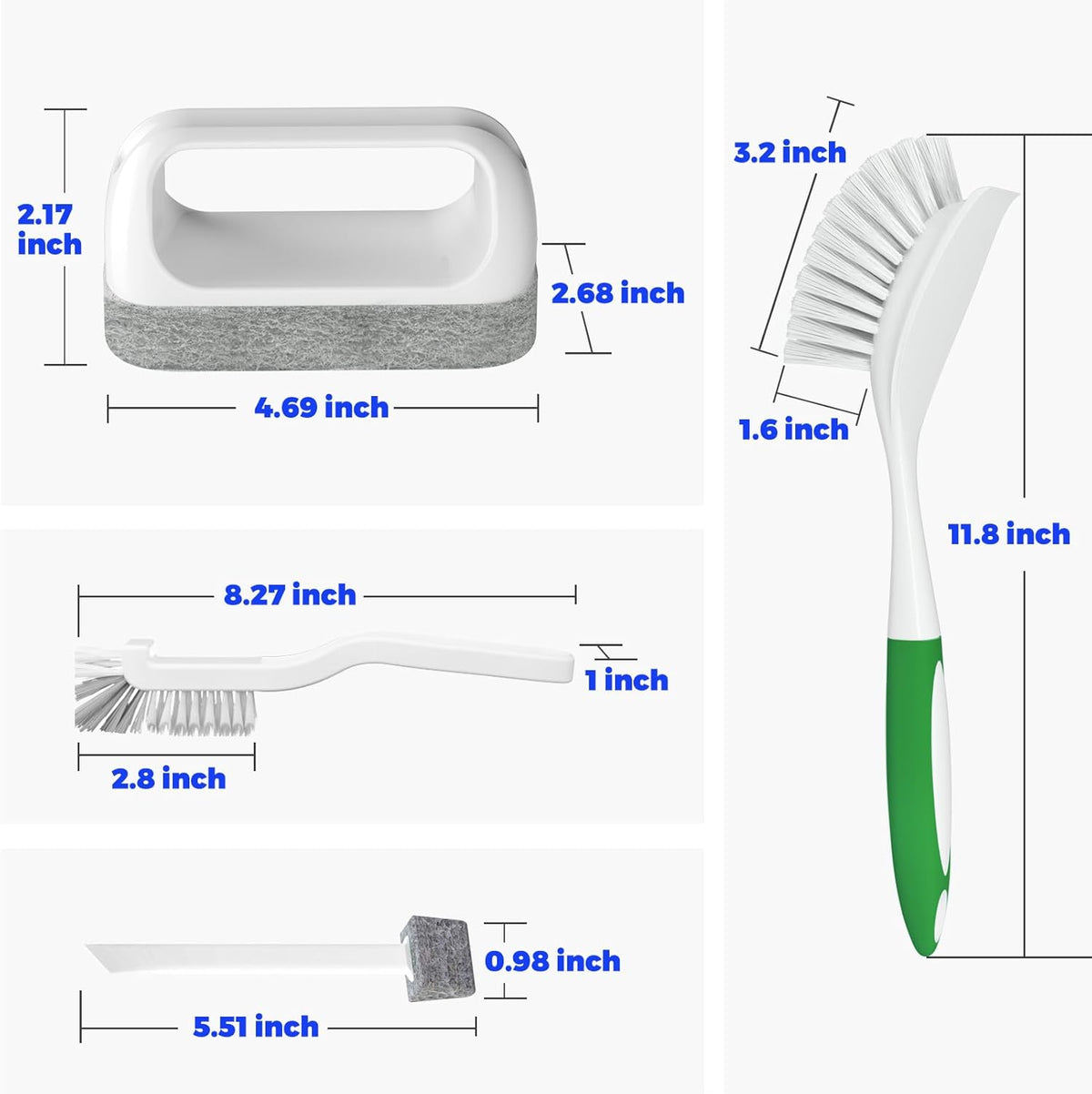Holikme Dish Brush Cleaning Brush Set for Cleaning Groove Gap,Green