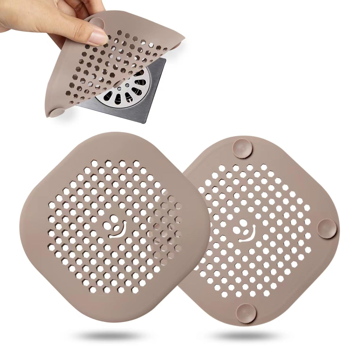 2 Pack Drain Hair Catcher Silicone Bathroom Accessories Shower Drain Protector Sink Drain Strainer Hair Stopper for Shower Kitchen Bathroom Tub Grey
