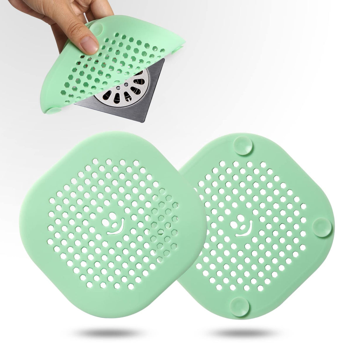 2 Pack Drain Hair Catcher Silicone Bathroom Accessories Shower Drain Protector Sink Drain Strainer Hair Stopper for Shower Kitchen Bathroom Tub Grey