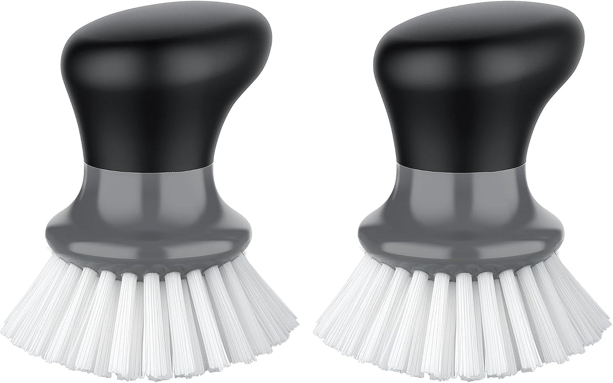 MR.SIGA Dish Scrub Brush, Palm Brush Dish Scrubber, Gray, Pack of 2
