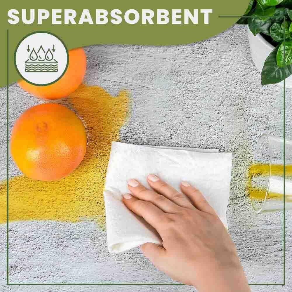 Reusable Paper Towels | Reusable Towels 2 Rolls. Plastic Free Paper Rolls for Home & Kitchen Cleaning