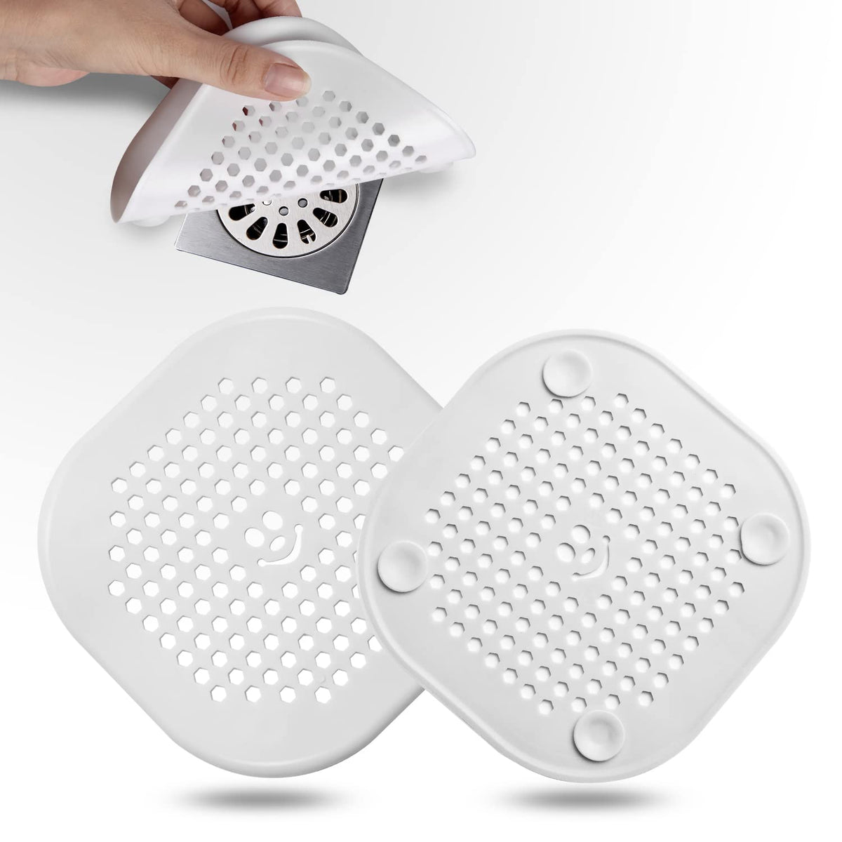 2 Pack Drain Hair Catcher Silicone Bathroom Accessories Shower Drain Protector Sink Drain Strainer Hair Stopper for Shower Kitchen Bathroom Tub Grey