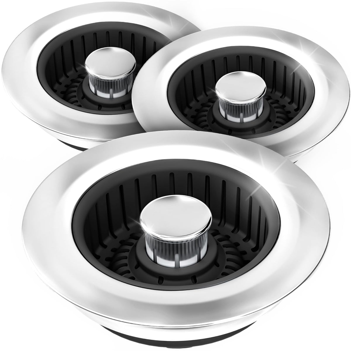 zaa 3 in 1 Kitchen Sink Drain Strainer Stopper Removable Basket Pop-Up