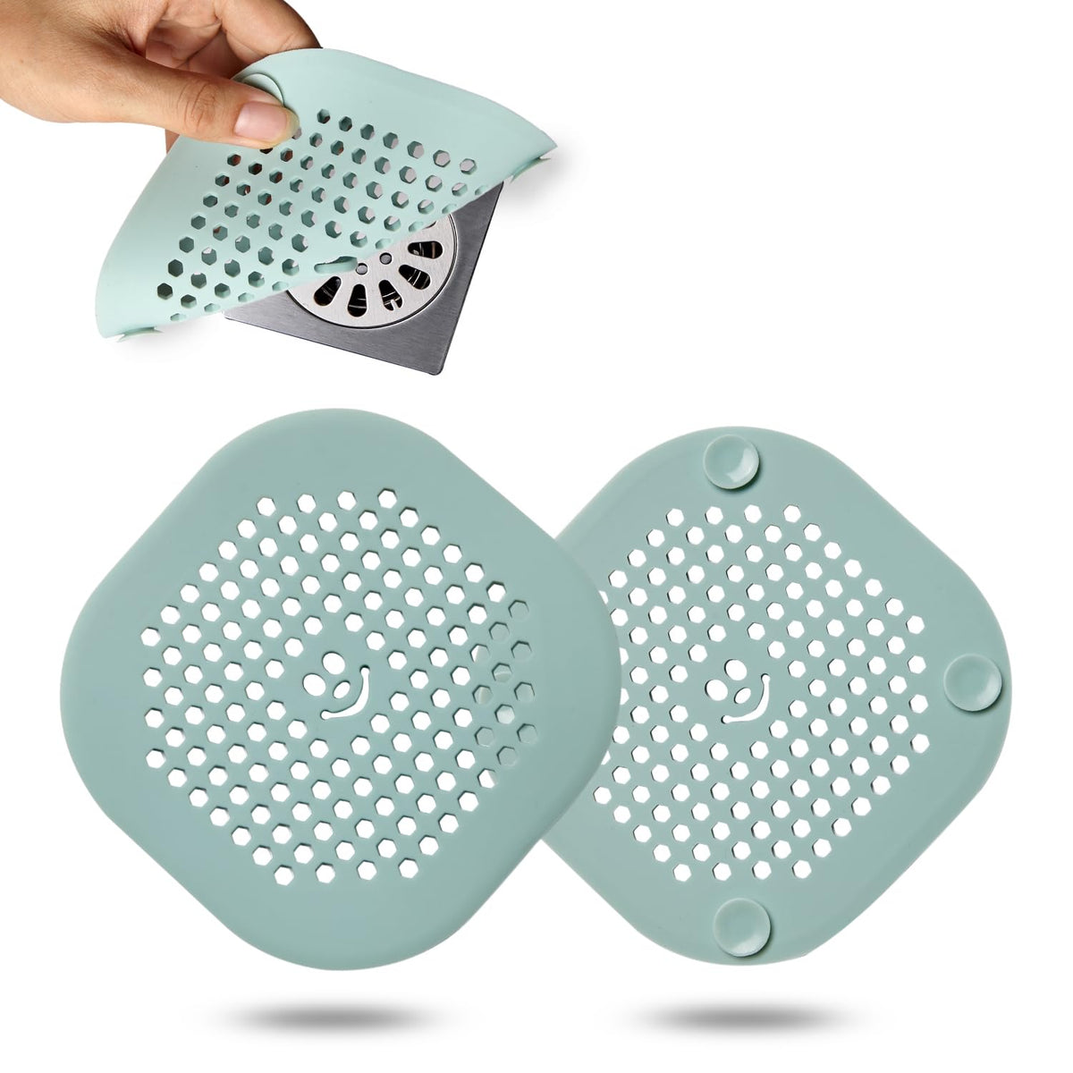 2 Pack Drain Hair Catcher Silicone Bathroom Accessories Shower Drain Protector Sink Drain Strainer Hair Stopper for Shower Kitchen Bathroom Tub Grey