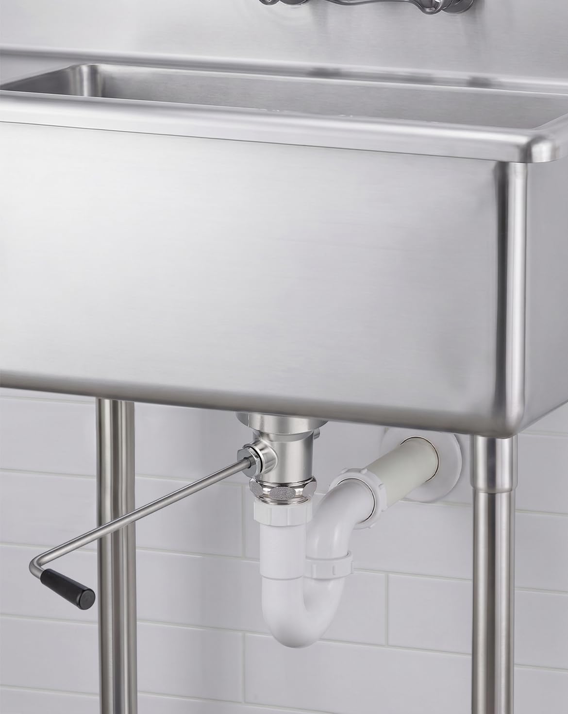 3-1/2" Commercial Sink Drain NO-Overflow, Twist Handle Waste Drain Valve