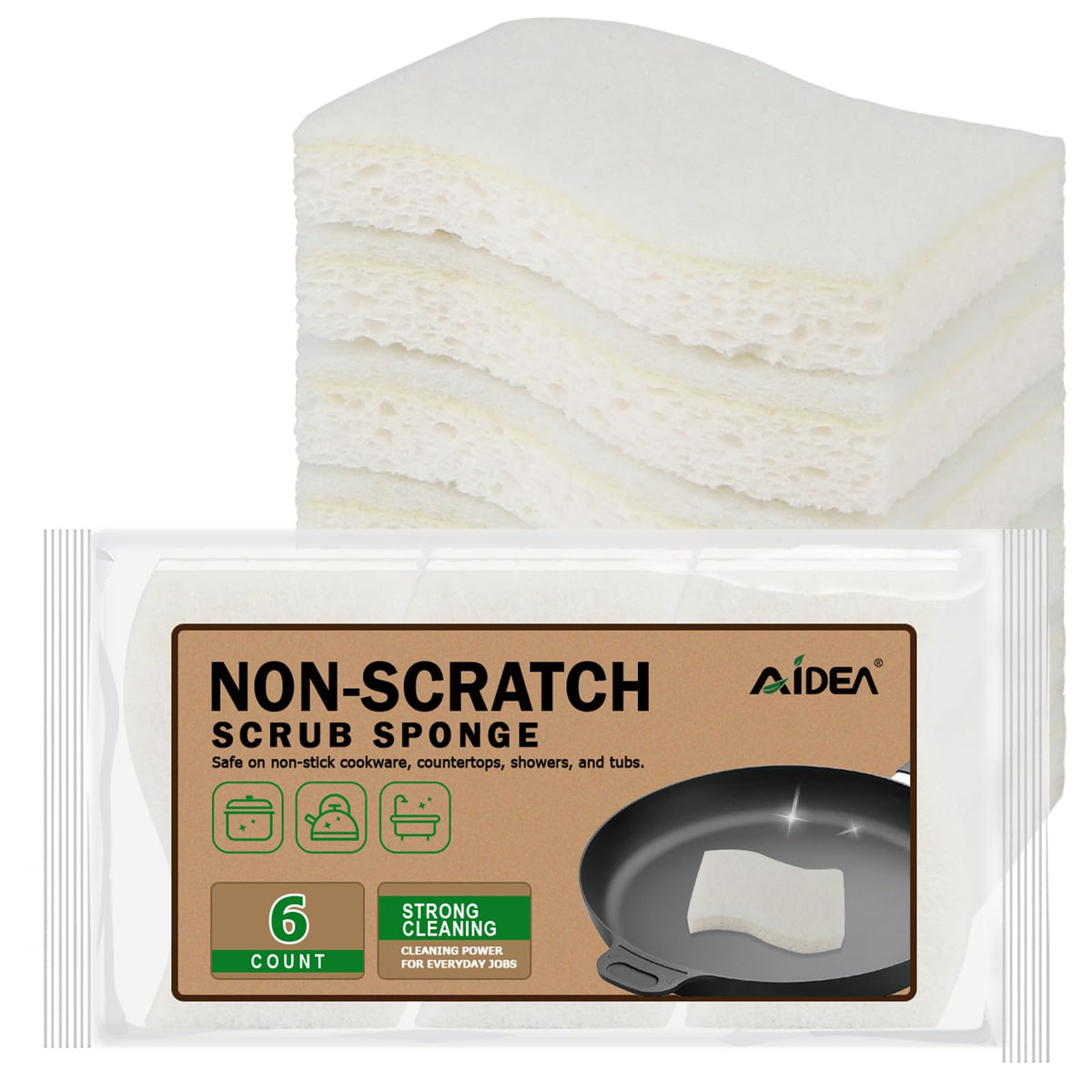 AIDEA Sponges Kitchen, 9Count, Dish Sponges, Heavy-Duty Scrub Sponge