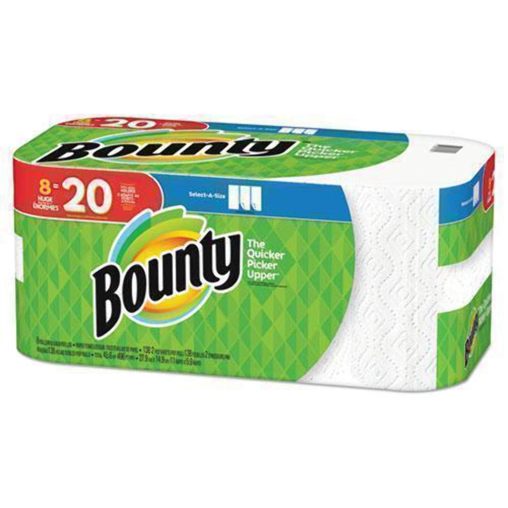 Bounty Essentials Select-A-Size Paper Towels, White, 6 Triple Rolls = 18 Regular Rolls