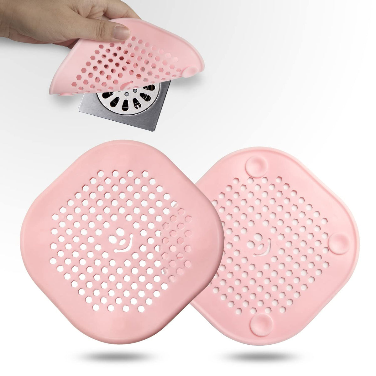 2 Pack Drain Hair Catcher Silicone Bathroom Accessories Shower Drain Protector Sink Drain Strainer Hair Stopper for Shower Kitchen Bathroom Tub Grey