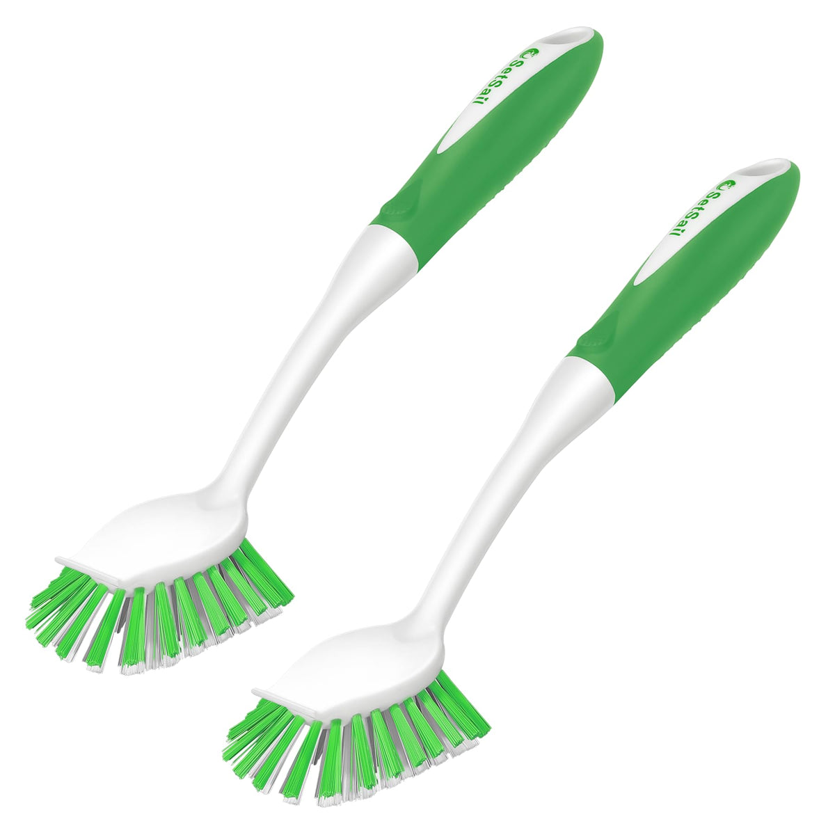 SetSail Dish Brush with Handle, 2 Pack Stiff Bristles Dish Scrubber with Built-in Scraper Dish Scrub Brushes for Cleaning Dishes, Pots and Pans, Kitchen Sink