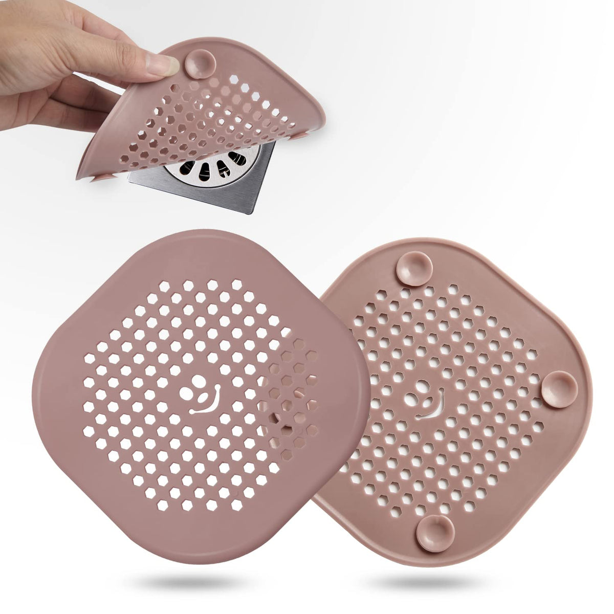 2 Pack Drain Hair Catcher Silicone Bathroom Accessories Shower Drain Protector Sink Drain Strainer Hair Stopper for Shower Kitchen Bathroom Tub Grey