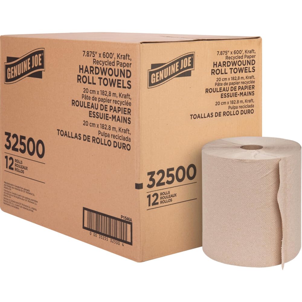Genuine Joe GJO22600 Embossed Hardwound Roll Towels (Pack of 6)