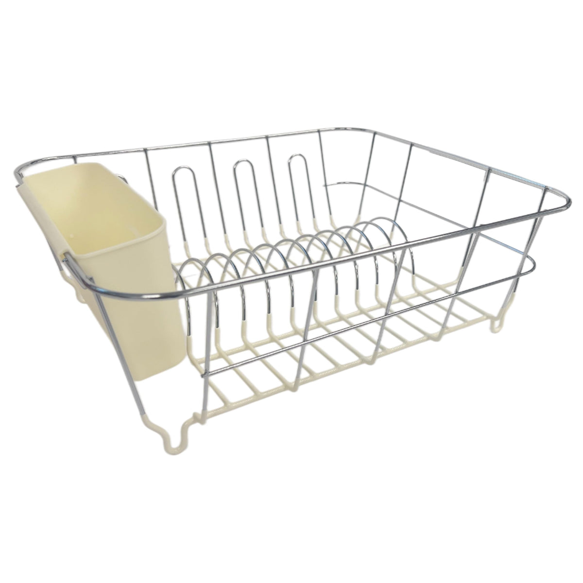 Sweet Home Collection 2 Piece Dish Drying Rack Set Drainer with Utensil Holder Simple Easy to Use Fits in Most Sinks, 14.5" x 13" x 5.25", Black