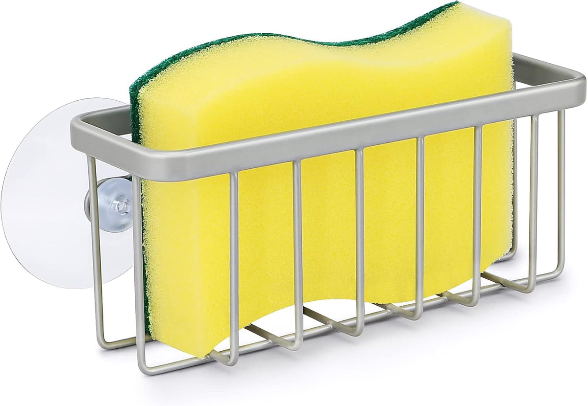 HLOOL Sponge Holder for Kitchen Sink, Kitchen Sink Caddy -Mat Silver