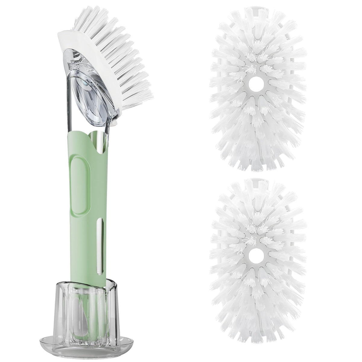 RIMAY Soap Dispensing Dish Brush Set with 2 Brush Refills and Holder