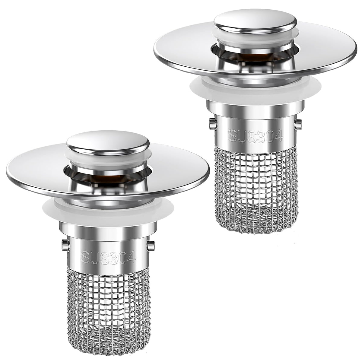 Bathroom Sink Drain Strainer,(2PCS) Pop-up Sink Drain Strainer with Removable Stainless Steel Strainer Basket Hair Catcher, Bathroom Sink Strainer for Bathroom Sink Stopper Replacement